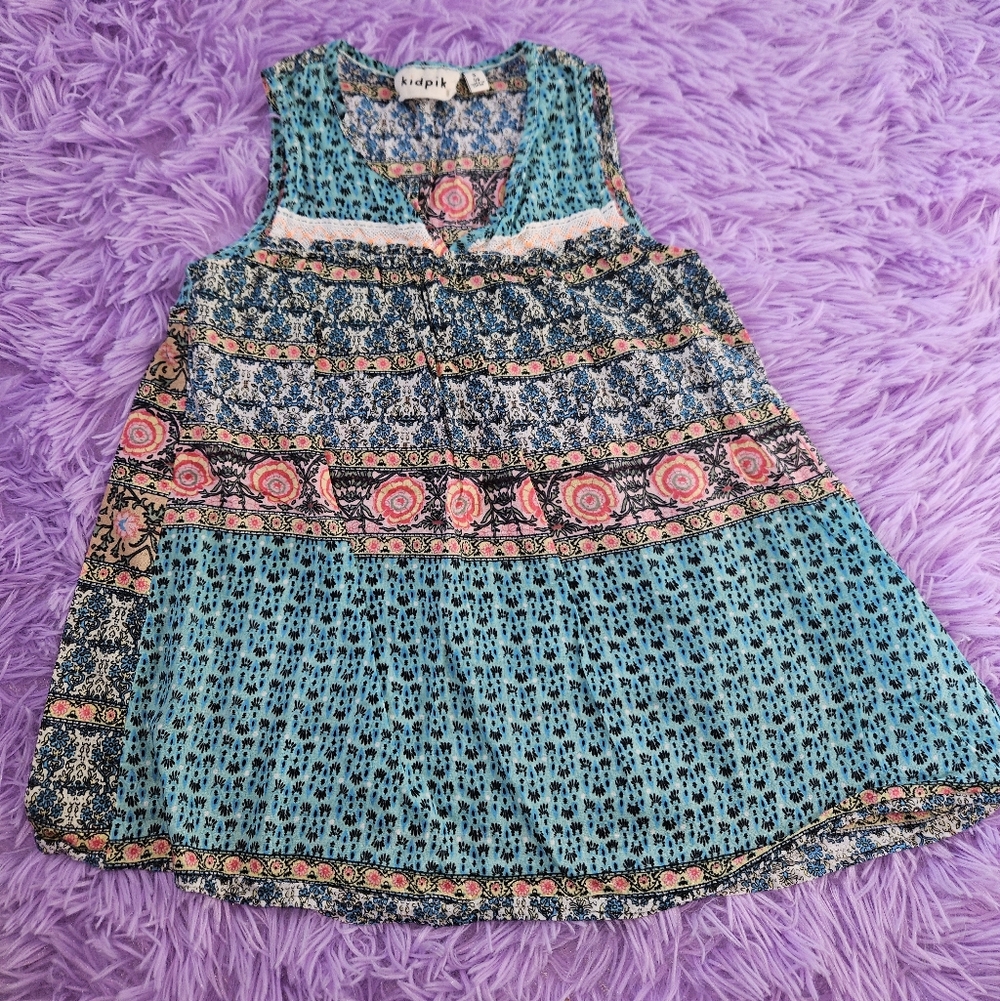 Kidpik Sleeveless Tank Bohemian Ethnic Floral | 7/8 Small